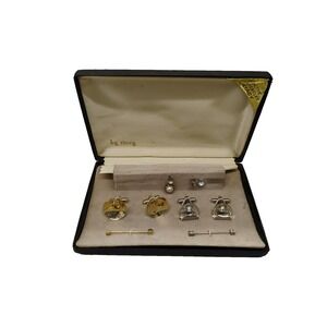 Vintage by Stacy Set Mens Cufflinks, tie tacks, tie clip & tie pins Original Box